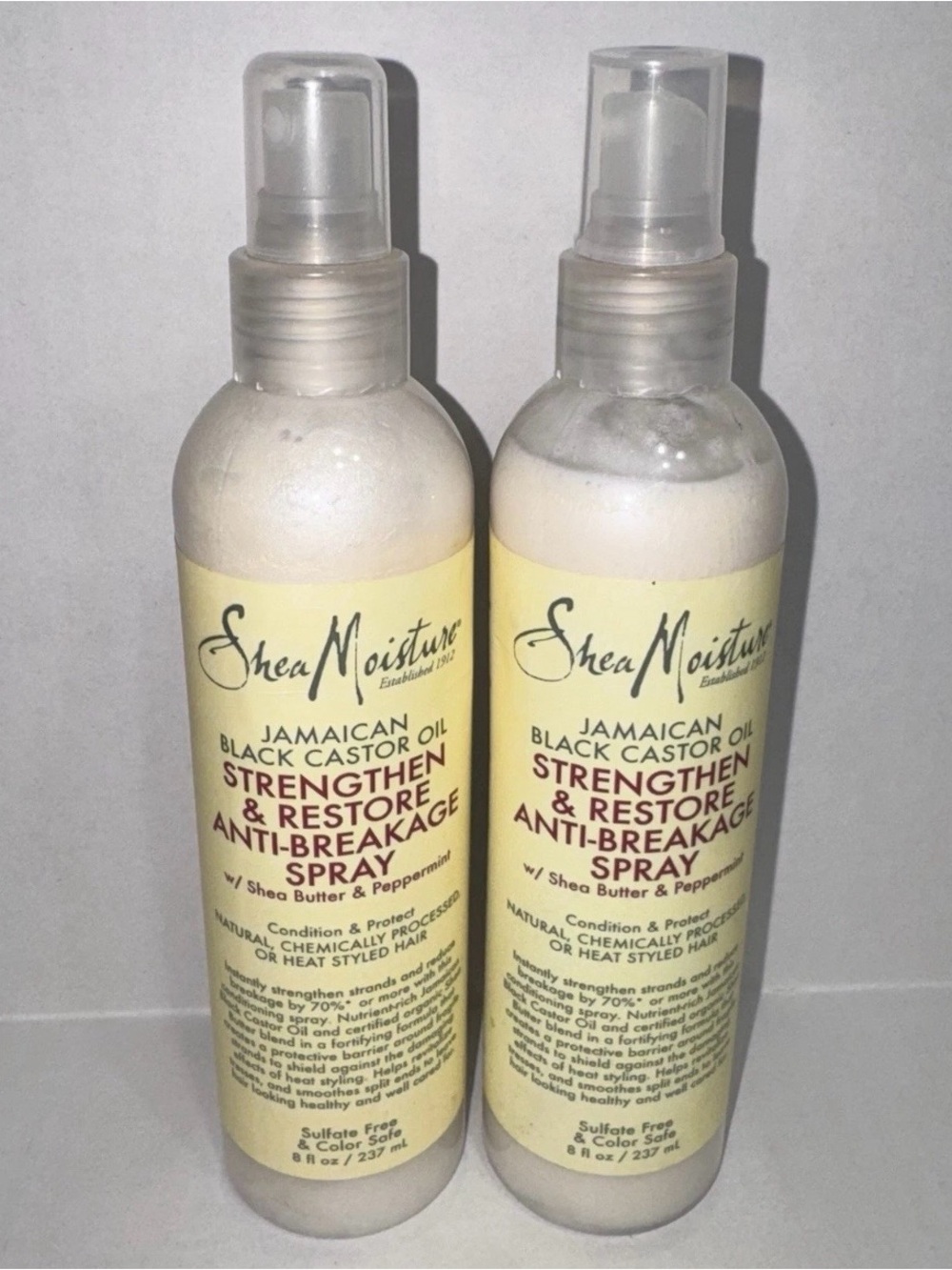 2 Shea Moisture Jamaican Black Castor Oil Anti Breakage Spray 8 FlOz Shea Butter